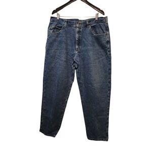 Vtg LL Bean Flannel Lined Jeans Men Actual 39"x30.5" Red Plaid Denim Outdoor USA